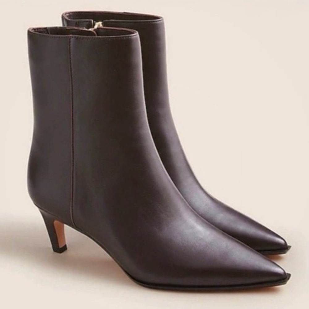 J. Crew Leather Stevie Pointed Toe Ankle Boots Brown Women's Size 9